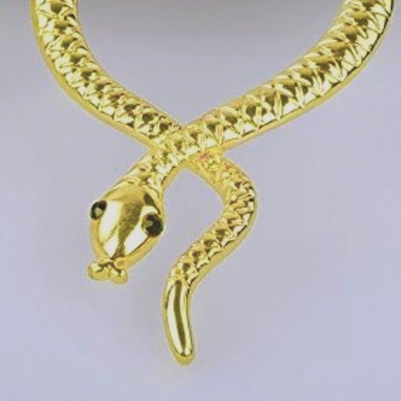 Gold Snake Hoop Earrings 3D Textured Snakes Modern Nature Big Glam Goth Boho New - Picture 2 of 4